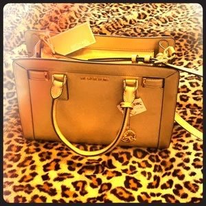 Brand New Gold MICHAEL KORS Leather Satchel